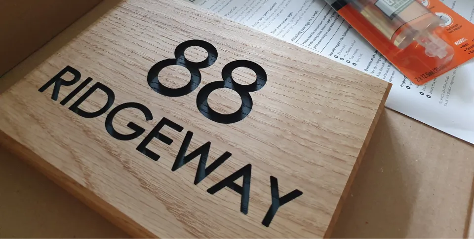 Premium Solid Oak House Sign